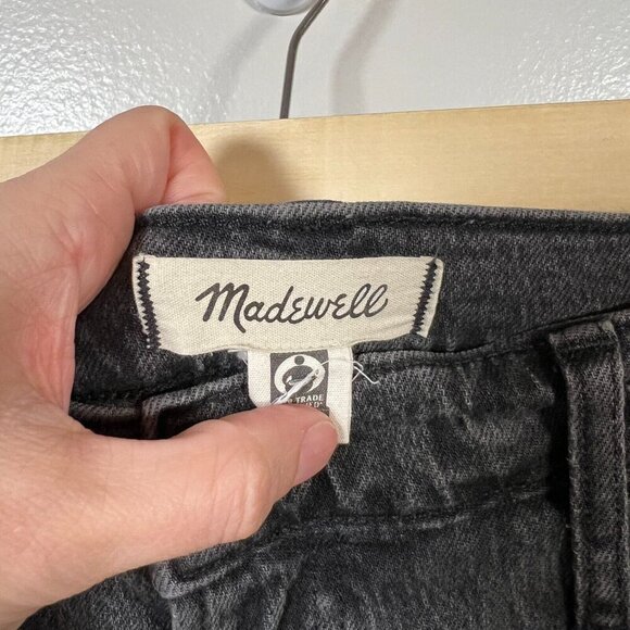 Madewell Perfect Vintage Straight Jeans Size 32 Frayed Hem Lunar Wash Black - Picture 3 of 11